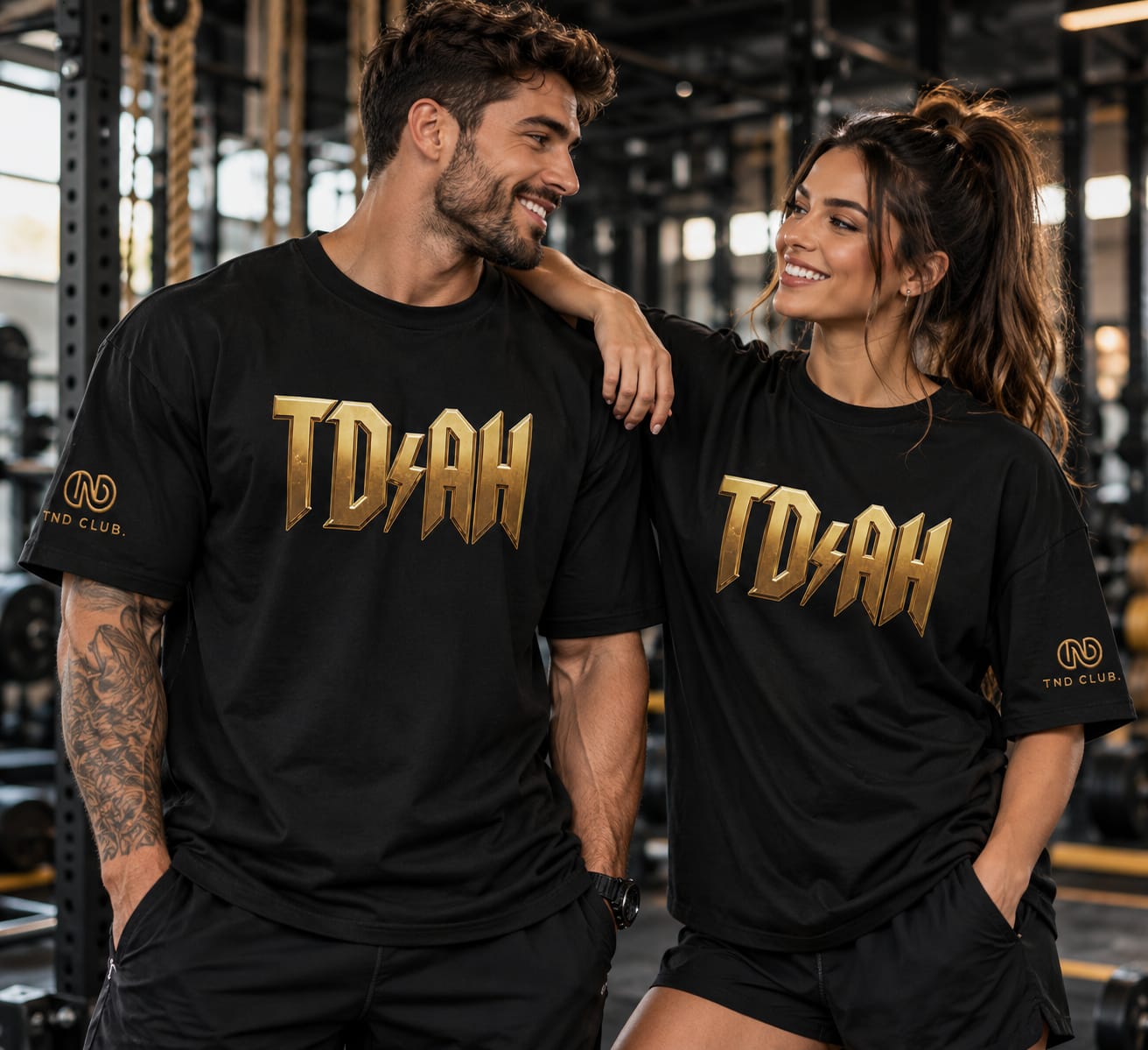 Camisa TND Club Wear preta de algodão penteado oversized