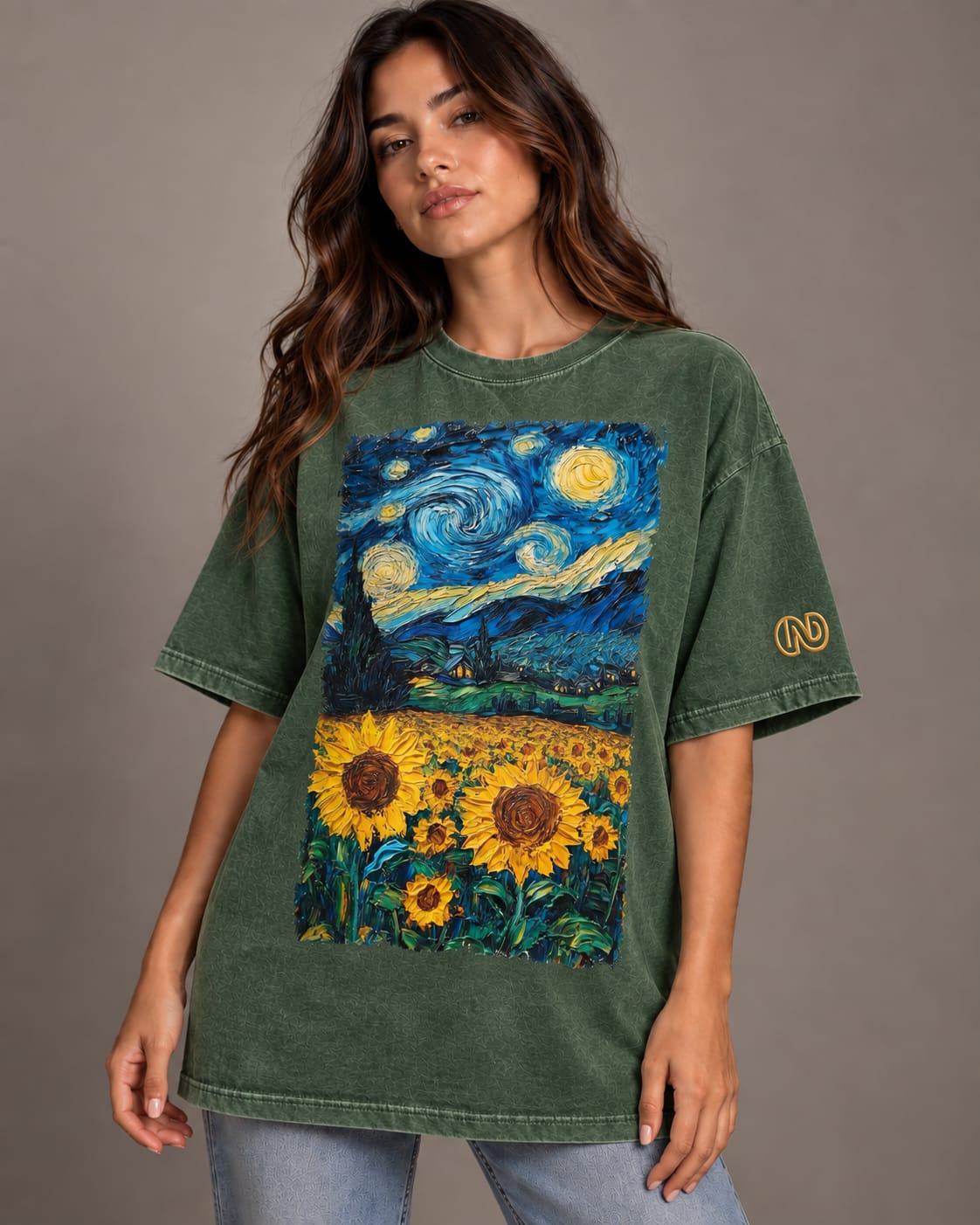 Camiseta premium TND Club Wear oversized estampada verde