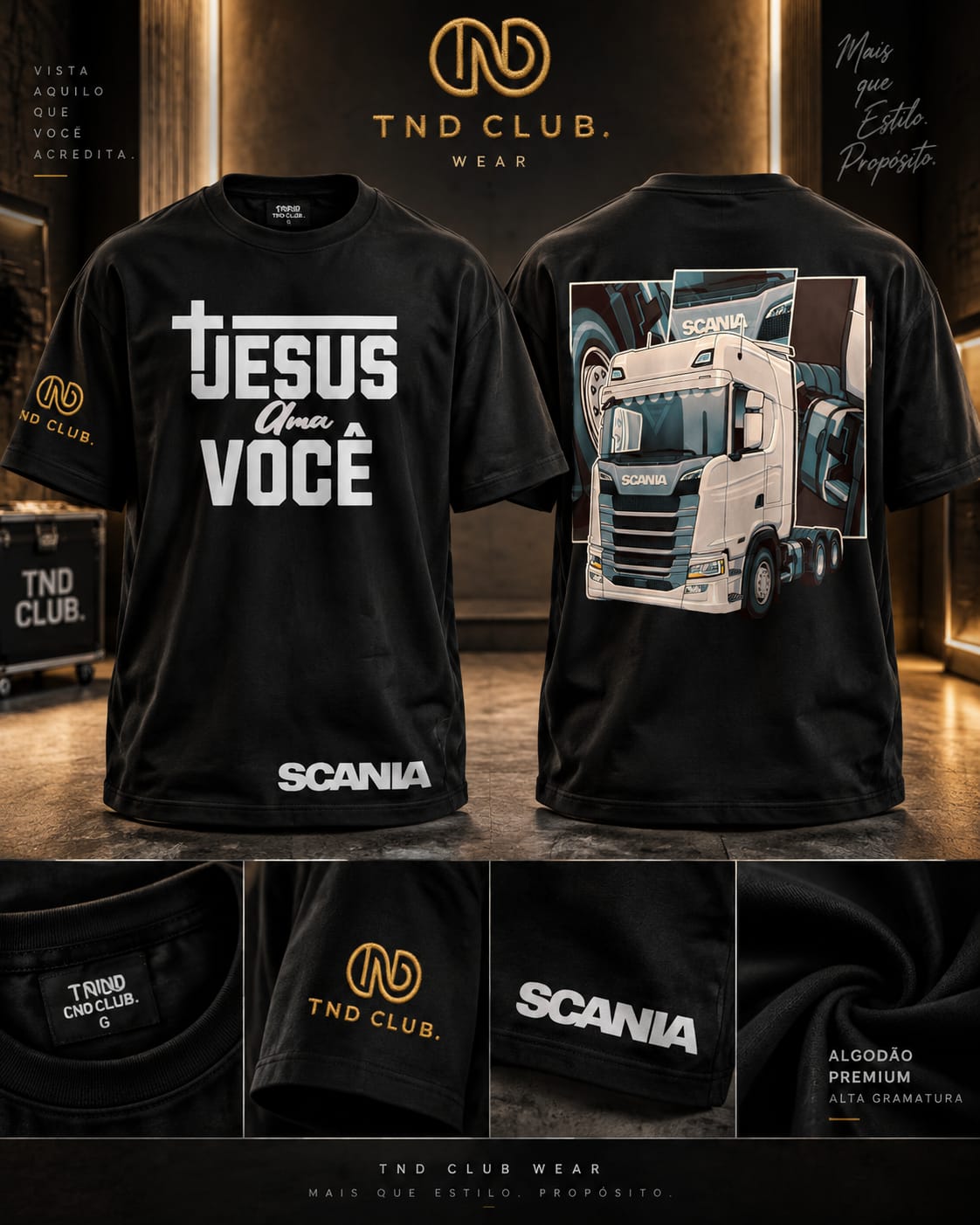 Camiseta premium TND Club Wear preta oversized
