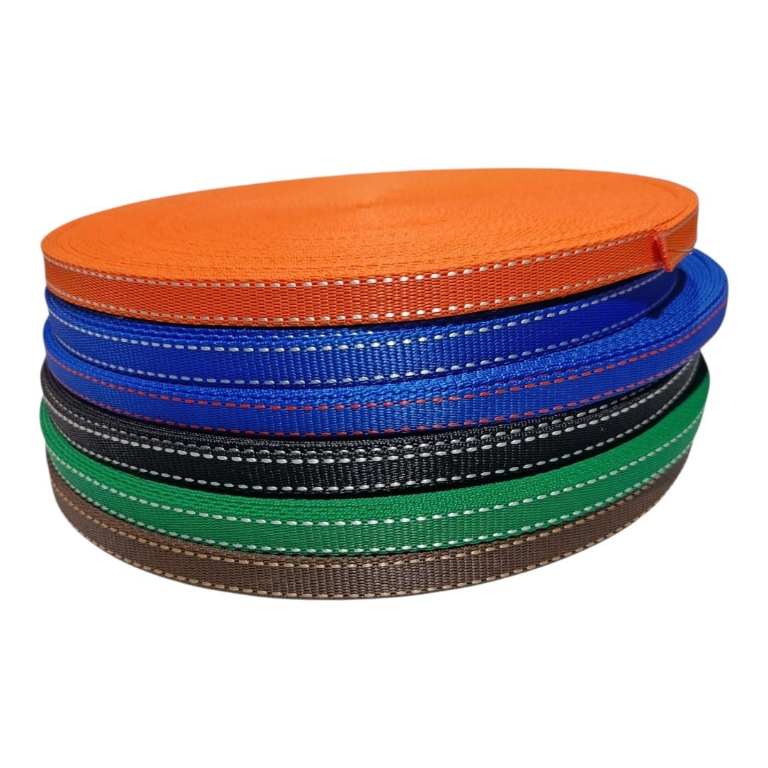 Fitas náilon várias cores para alças de bolsas, sacolas e guias pet rolo 25mts 