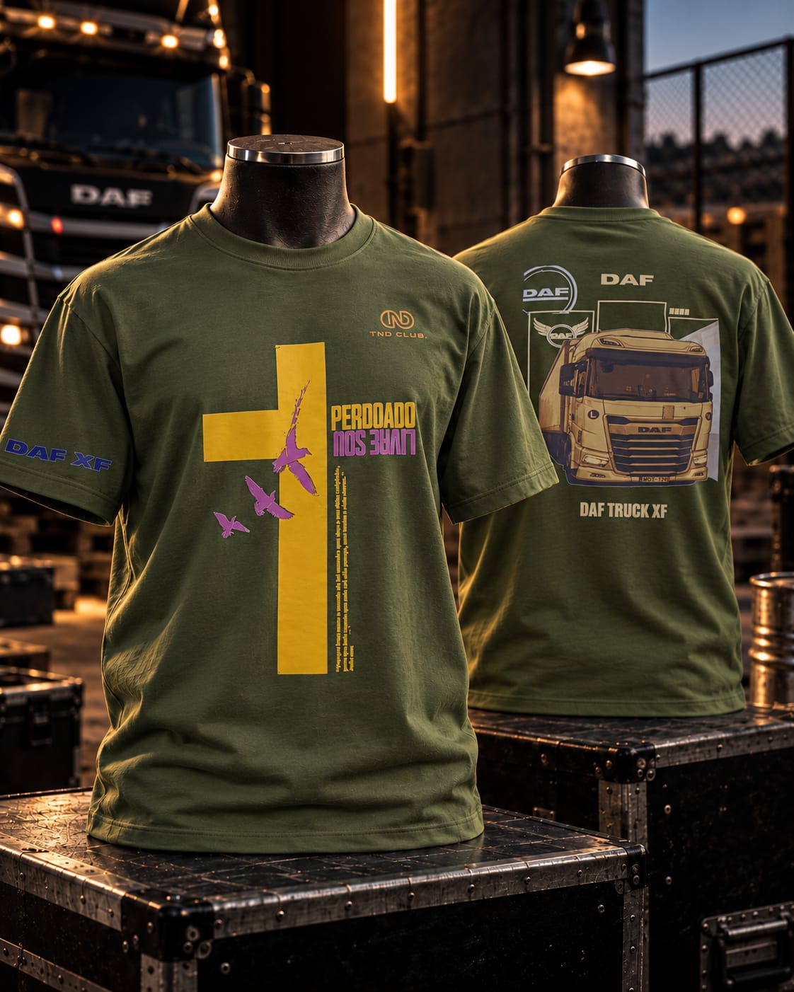 Camiseta premium TND Club Wear oversized verde estampada