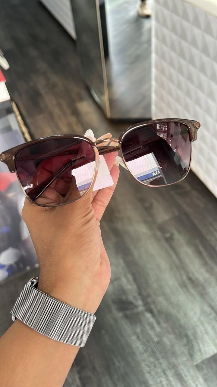 Óculos de sol unissex quadrado com lentes marrons