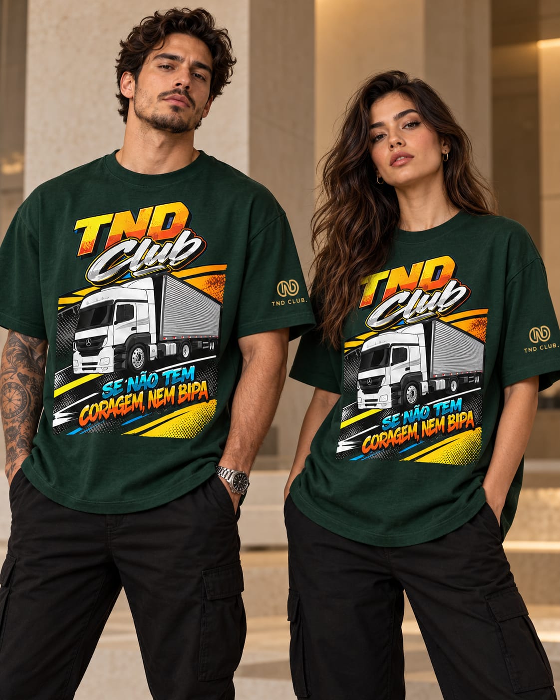 Camisa premium TND Club Wear oversized verde estampada