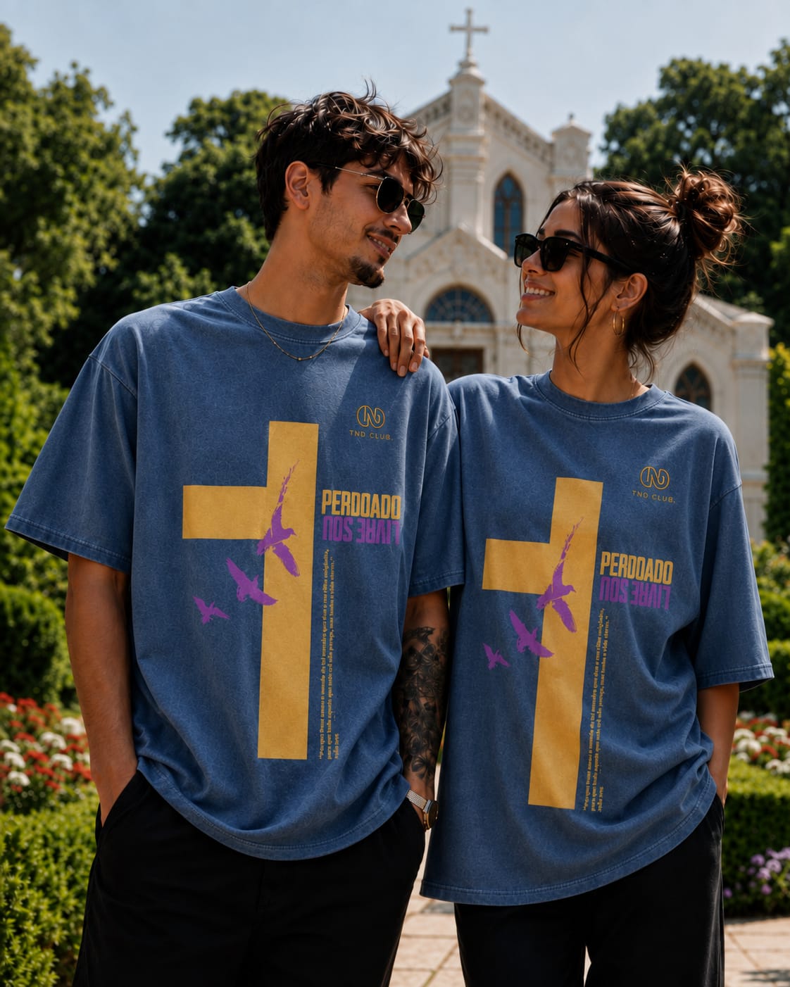 Camiseta TND Club Wear em algodão penteado azul oversized